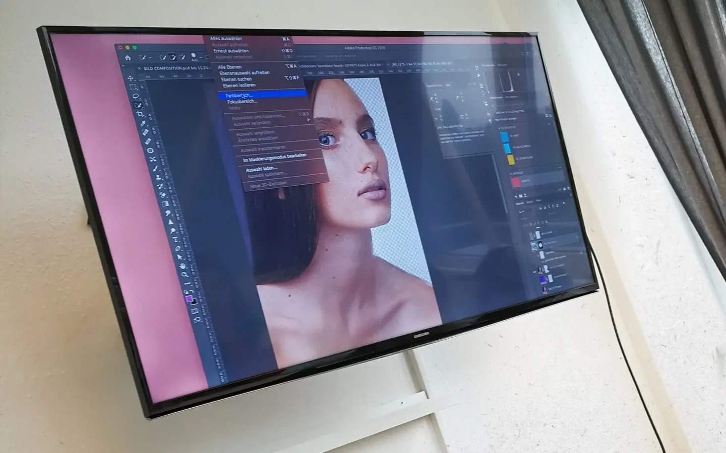 Adobe Photoshop Bearbeitung auf Präsentationsbildschirm