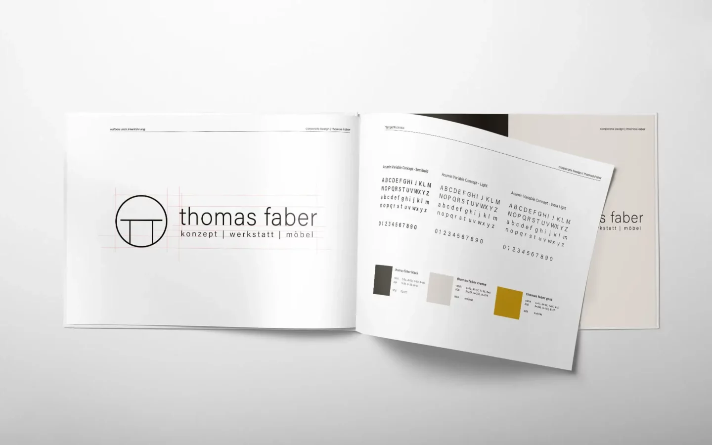 Visuelles Erscheinungsbild Thomas Faber mit Typografie und Farbauswahl